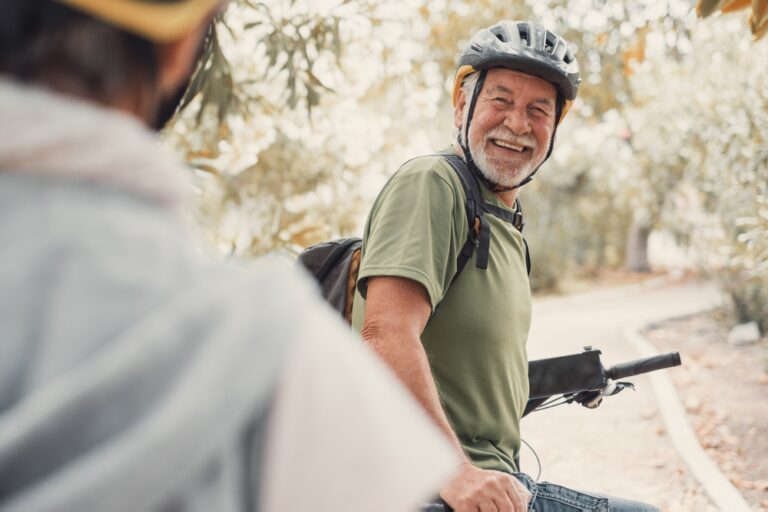 Older man on bicycle